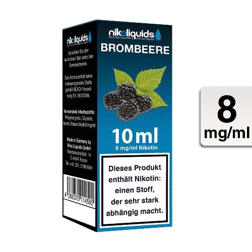 E-Liquid Nikoliquids Brombeere 8 mg/ml Flasche 10 ml