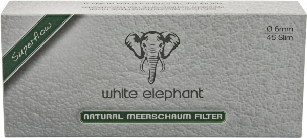 Pfeifenfilter White Elephant Natural Meerschaum Filter 6 mm 1 Schachtel à 45 Filter