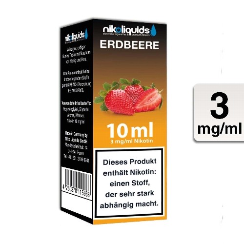 E-Liquid Nikoliquids Erdbeere 3 mg/ml Flasche 10 ml
