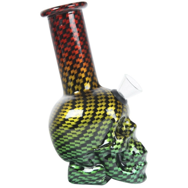 Bong Glas Skull rainbow 14,5 cm hoch