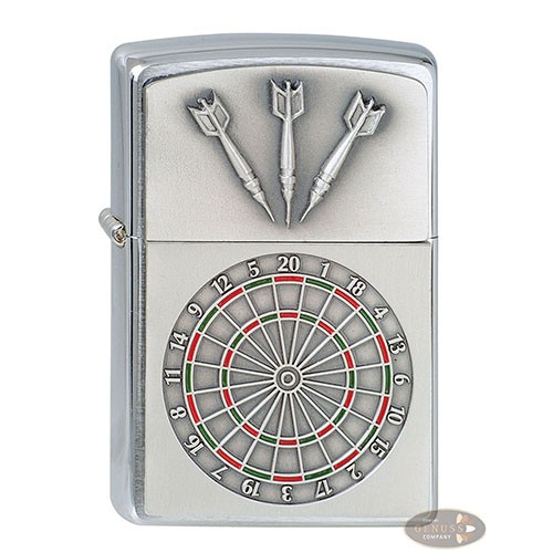 Feuerzeug Zippo Dartboard aus Chrom gebürstet in silber seidenmatt gemustert