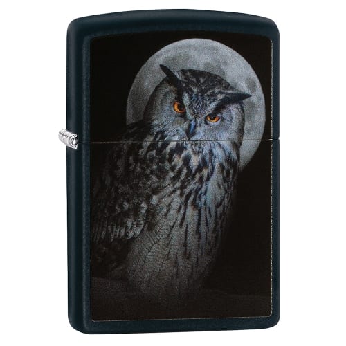 Zippo schwarz matt Owl and Moon