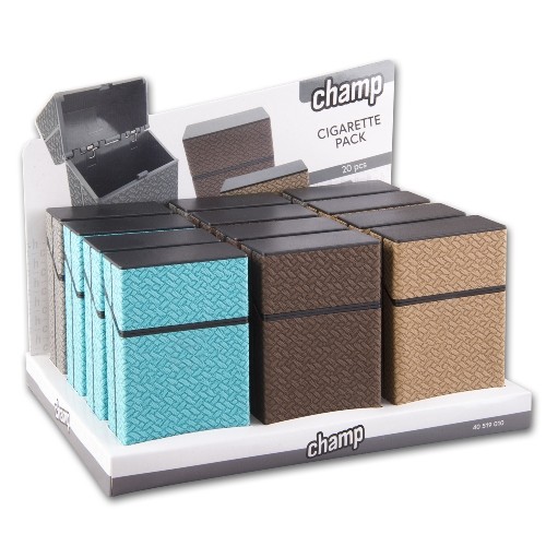 Zigarettenbox Kunststoff CHAMP Weave 4 Farben sortiert