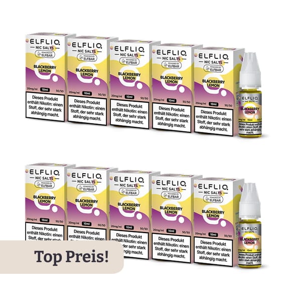 10er Pack E-Liquid Nikotinsalz ELFBAR Elfliq Blackberry Lemon 20mg
