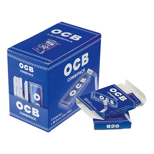 DISPLAY 20 Päckchen à 50 Blättchen à 50 Filter Zigarettenpapier OCB Blau Filter Kombipack