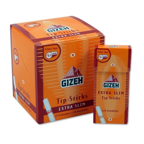 10 Päckchen à 126 Drehfilter Zigarettenfilter Gizeh Tip Sticks Extra Slim