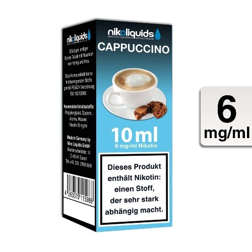 E-Liquid Nikoliquids Cappucino 6 mg/ml Flasche 10 ml