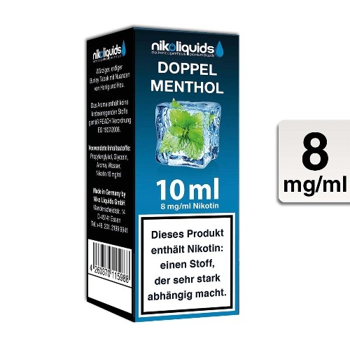 E-Liquid Nikoliquids Doppel Menthol 8 mg/ml Flasche 10 ml