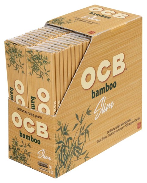 DISPLAY 50 Heftchen mit 32 Blättchen Zigarettenpapier OCB Bamboo Slim