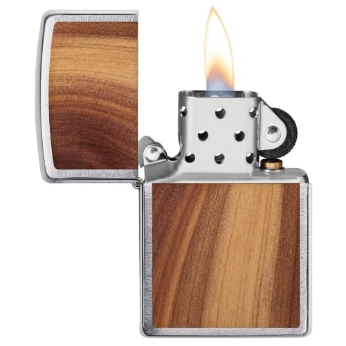 Zippo chrom gebürstet Cedar Emblem Attached