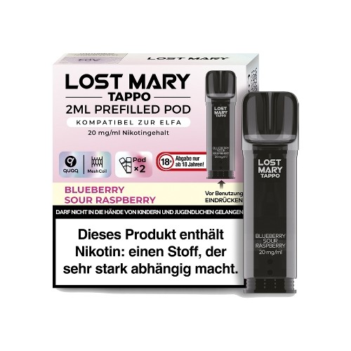 E-Liquidpod LOST MARY Tappo Blueberry Sour Raspberry 20 mg 2 Pods
