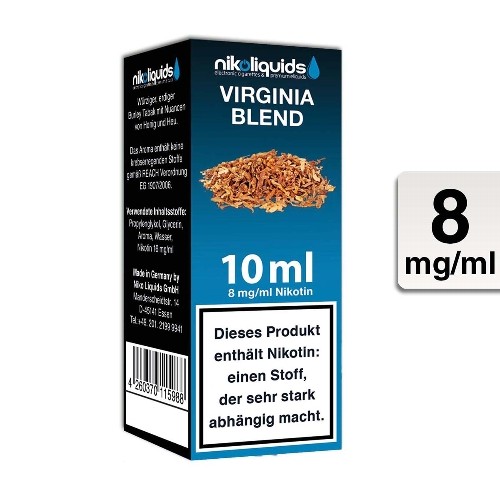 E-Liquid Nikoliquids Virginia Blend 8 mg/ml Flasche 10 ml