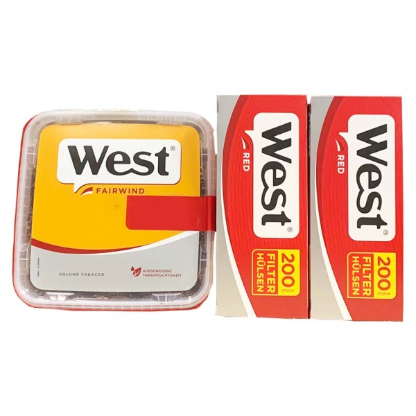 1 x West Yellow Tabak Eimer 125 Gramm & 400 West Red Hülsen