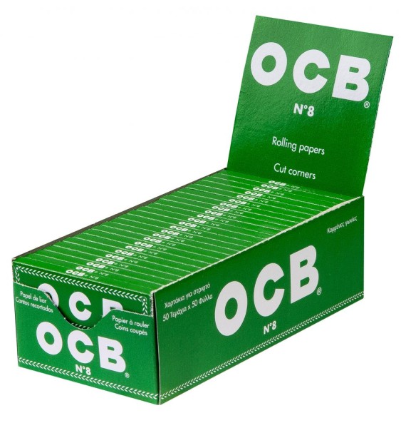 DISPLAY 50 Heftchen à 50 Blättchen Zigarettenpapier OCB Classic Grün No. 8