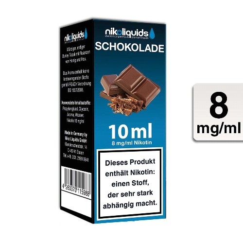 E-Liquid Nikoliquids Schokolade 8 mg/ml Flasche 10 ml