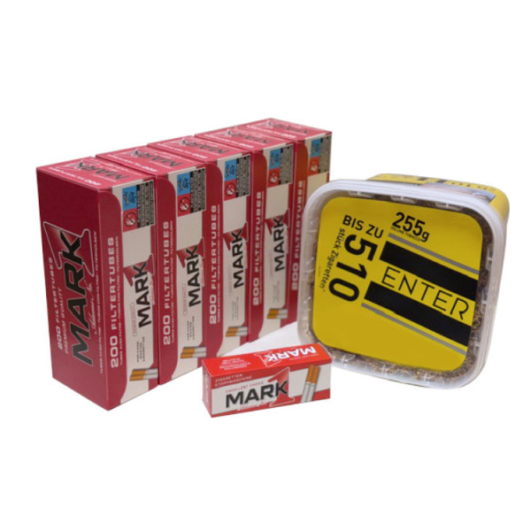 ENTER Stopftabak Eimer 255g + 1000 Mark 1 Hülsen + Mark 1 Stopfgerät – Stopfset