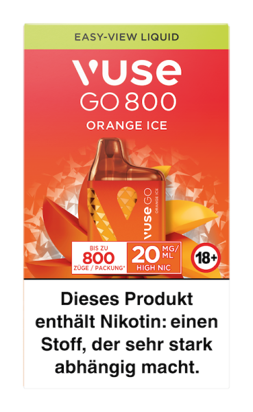 Einweg eZigarette Vuse Go 800 - Box Orange ICE 20 mg