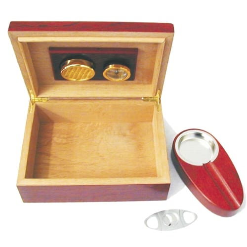 Humidor Set rot mit Ascher und Cigarrenabschneider