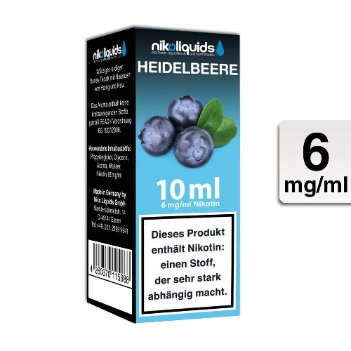 E-Liquid Nikoliquids Heidelbeere 6 mg/ml Flasche 10 ml