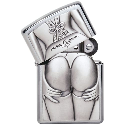 ZIPPO chrom gebuerstet Stocking Girl 1300116