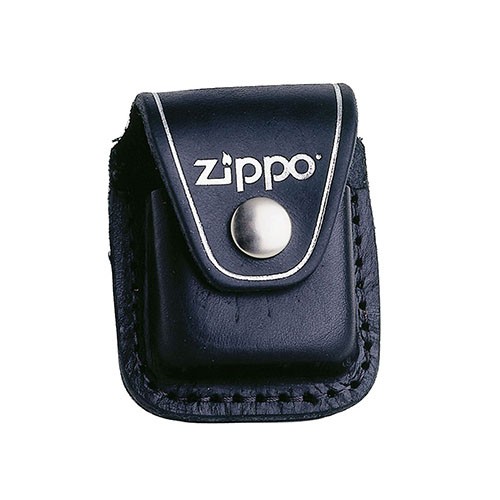 Feuerzeugtasche Zippo aus Leder bedruckt in schwarz mit Gürtelclip