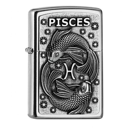 ZIPPO Street chrom Pisces Emblem Tierkreiszeichen 2006500