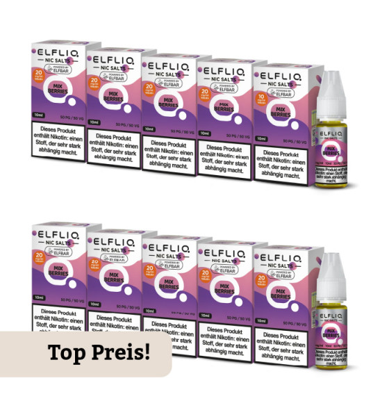 10er Pack E-Liquid Nikotinsalz ELFBAR Elfliq MIX BERRIES 20mg