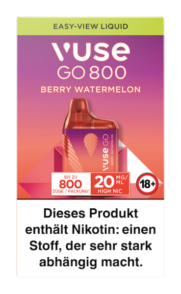 Einweg eZigarette Vuse Go 800 - Box Berry Watermelon 20 mg