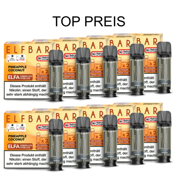 10er Pack E-Liquidpod ELFBAR Elfa PINEAPPLE COCONUT 20 mg 2 Pods