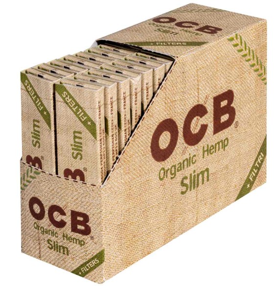 DISPLAY 32 Heftchen mit 32 Blatt Zigarettenpapier OCB Organic Hemp Slim + Tips