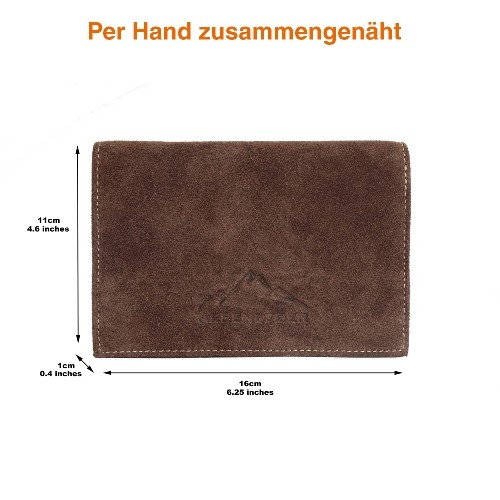 Feinschnitt-Tasche ALPENLEDER Sepp Leder brown suede 16 x 11 cm