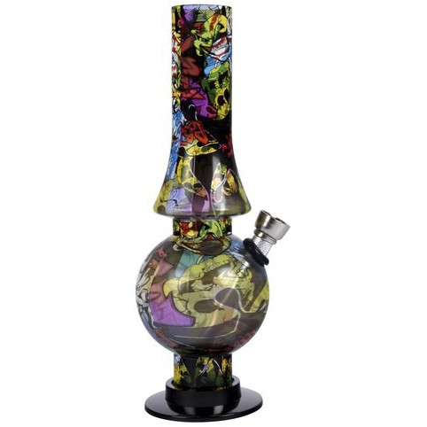 Bong Acryl Graffiti gelb rot 20 cm