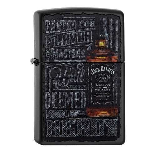Feuerzeug Zippo Jack Daniel's Bottle aus Metall beschichtet in schwarz matt mit Farbdekor