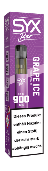 E-Zigarette SYX BAR - Grape Ice 20mg bis zu 900 Puffs