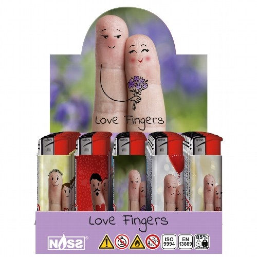 Einwegfeuerzeug Piezo NASS Love Fingers Steller mit 50 Stueck