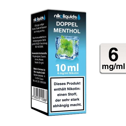 E-Liquid Nikoliquids Doppel Menthol 6 mg/ml Flasche 10 ml