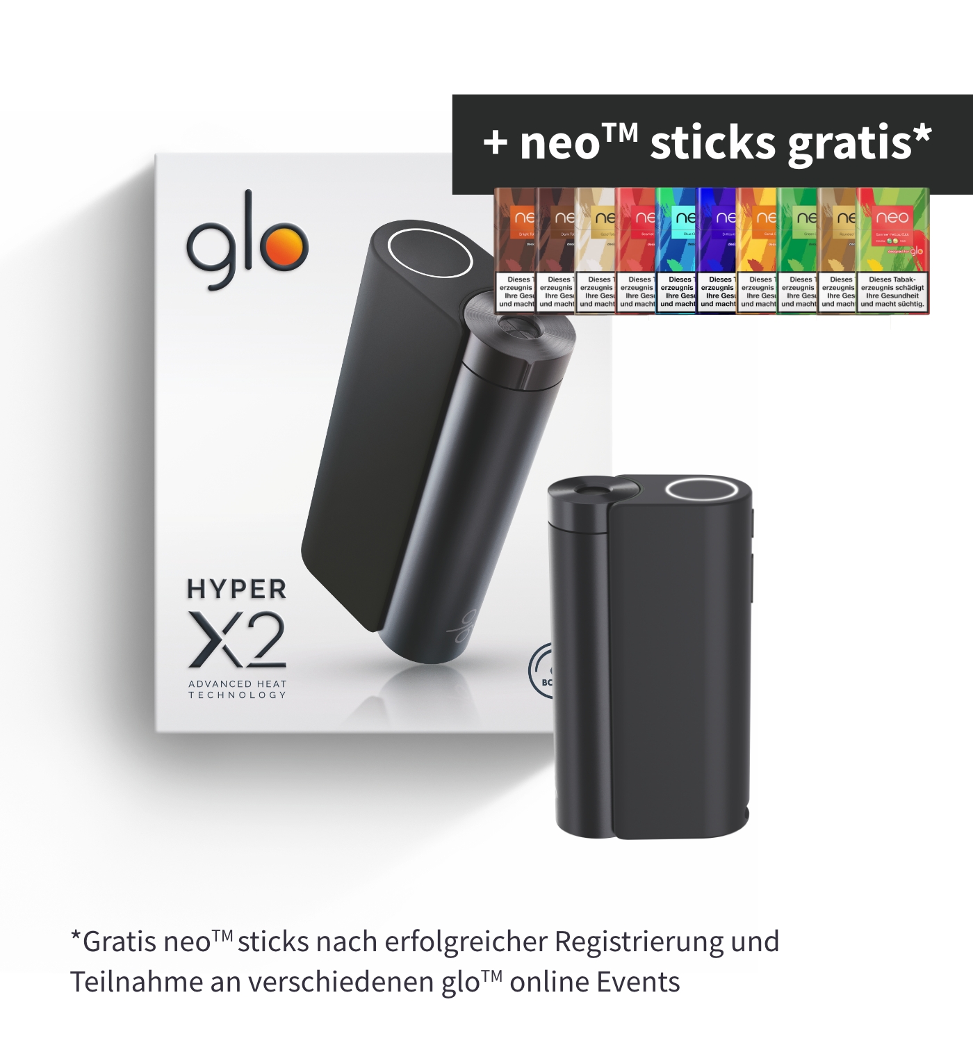 glo™ Tabakerhitzer X2 Black Device Kit bis zu 8 neo oder veo
