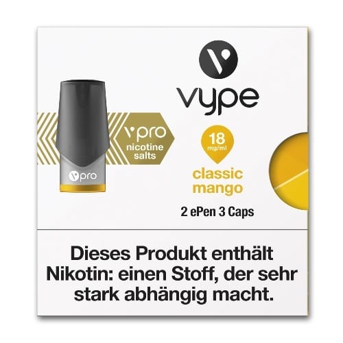 E-Zigarette VYPE ePen 3 Caps vPro Classic Mango 18mg 2 Caps