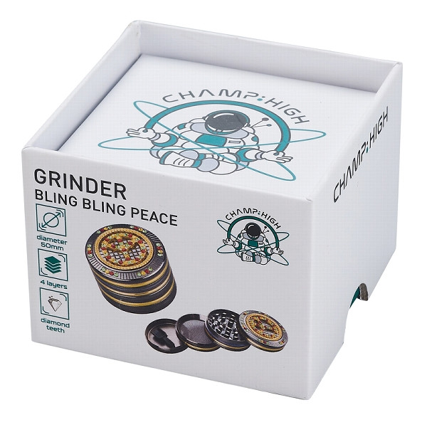 Grinder CHAMP HIGH Bling Bling Rasta Peace 4-tlg Ø 50 mm