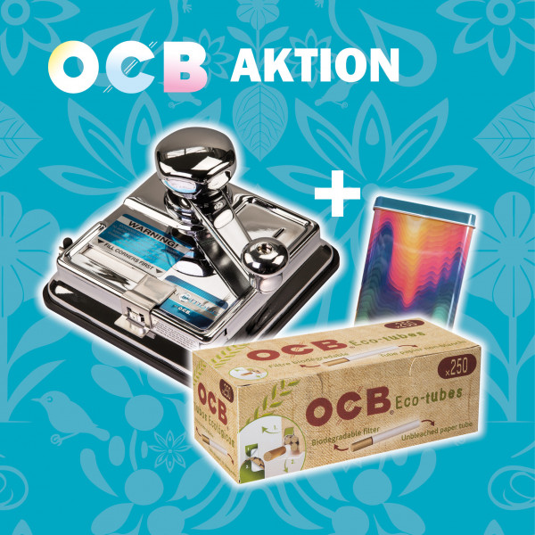 Aktion Zigarettenstopfmaschine OCB Mikromatic Duo mit Hebel aus Metall in silber glänzend