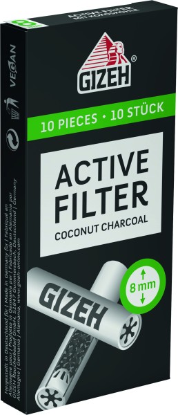 GIZEH Aktivkohlefilter (ACTIVE FILTER) 8mm 10 Stk.