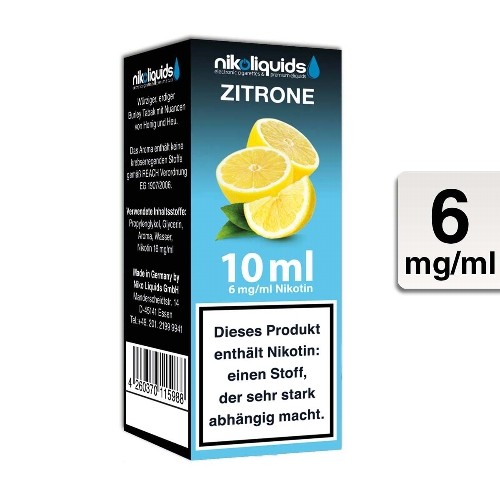 E-Liquid Nikoliquids Zitrone 6 mg/ml Flasche 10 ml