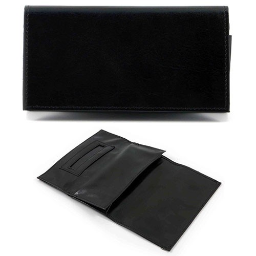 Tabaktasche für Feinschnittpäckchen aus Kunstleder glatt Kautschuk in schwarz