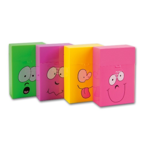 Zigarettenbox Kunststoff Clic Box Smiley farblich sortiert
