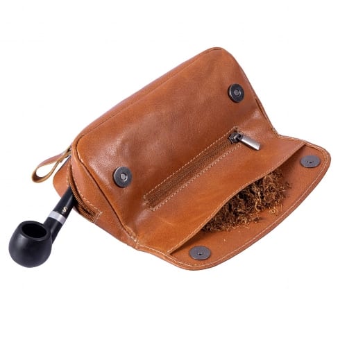 Pfeifentasche 1er Leder Michl ALPENLEDER cognac mit Tabakfach