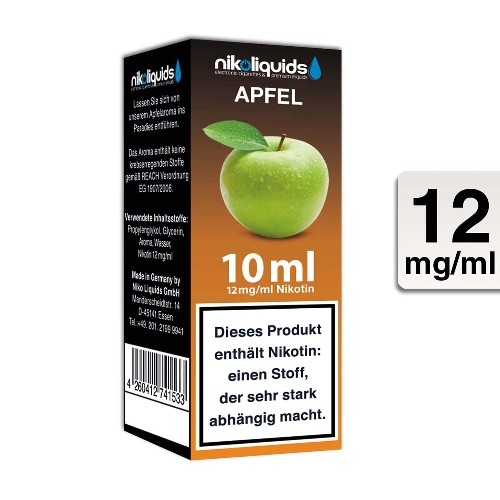 E-Liquid Nikoliquids Apfel 12 mg/ml Flasche 10 ml