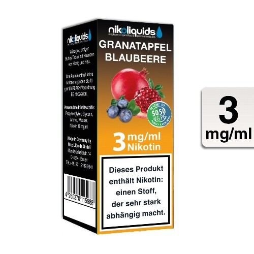 E-Liquid NIKOLIQUIDS Granatapfel Blaubeere 3 mg 10 ml