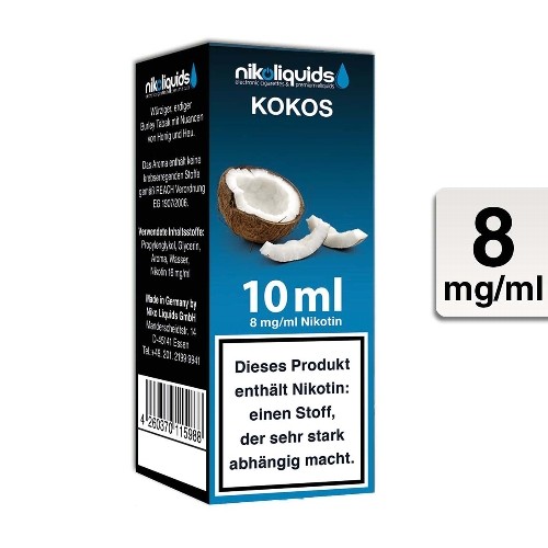 E-Liquid Nikoliquids Kokos 8 mg/ml Flasche 10 ml