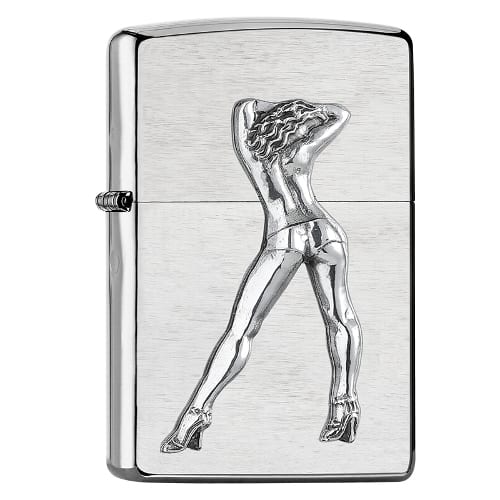 ZIPPO chrom gebuerstet Gogo Girl Emblem 2007655