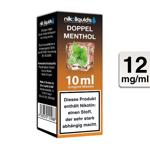 E-Liquid Nikoliquids Doppel Menthol 12 mg/ml Flasche 10 ml